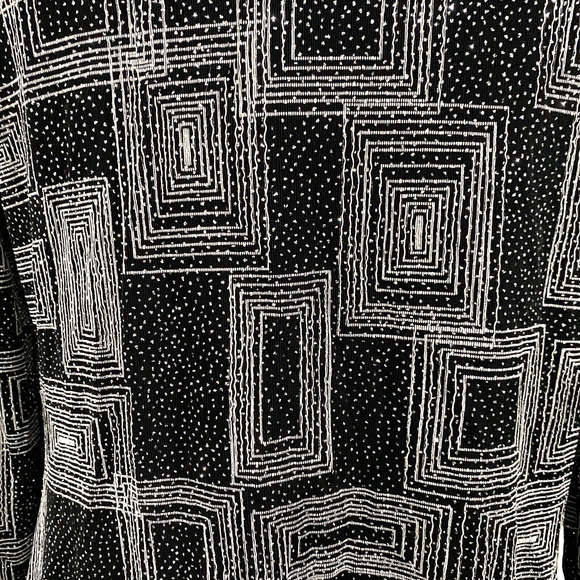 Xscape Cocktail Jacket cropped crew black stretch silver metallic details size S - Picture 6 of 9